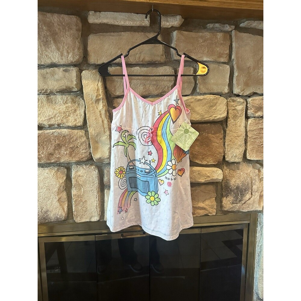 NWT David & Goliath Women Junior Pink Rainbow Babydoll Tank Top Cami L Y2K